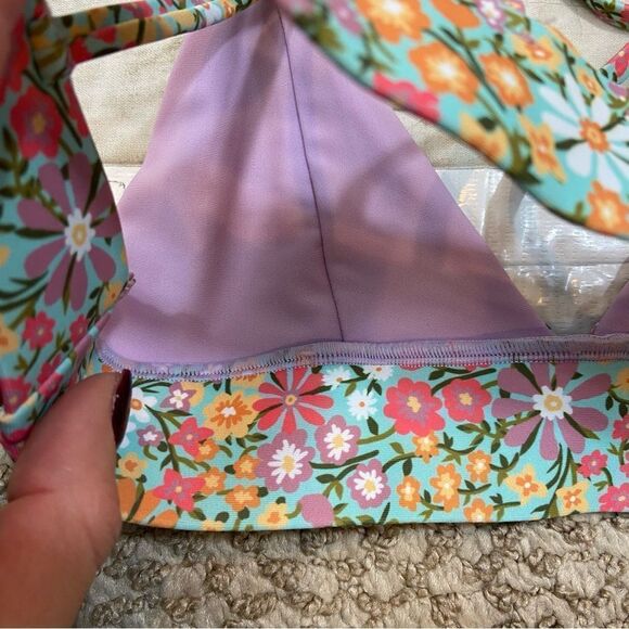 Kulani Kinis Brand Floral Triple Straps Bikini Top Size Small - Picture 9 of 9
